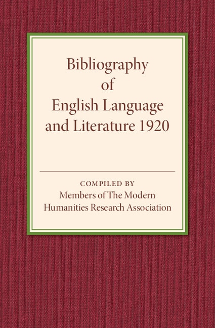 Couverture_Bibliography Of English Language And Literature 1920