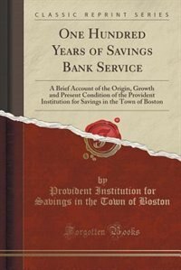 Couverture_One Hundred Years of Savings Bank Service