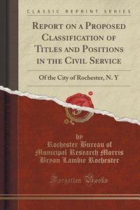 Front cover_Report on a Proposed Classification of Titles and Positions in the Civil Service