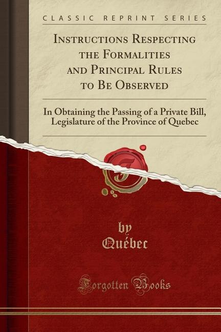 Front cover_Instructions Respecting the Formalities and Principal Rules to Be Observed