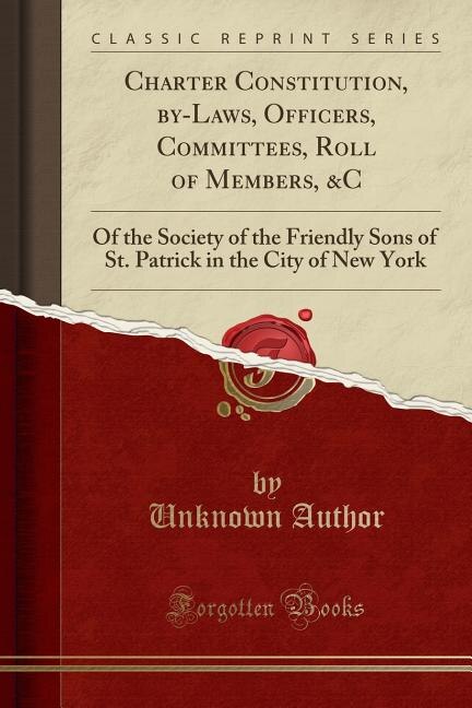 Couverture_Charter Constitution, by-Laws, Officers, Committees, Roll of Members, &C