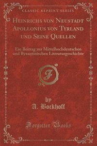 Front cover_Heinrichs von Neustadt Apollonius von Tyrland und Seine Quellen