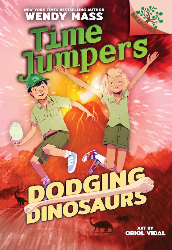 Front cover_Dodging Dinosaurs: A Branches Book (Time Jumpers #4) (Library Edition)