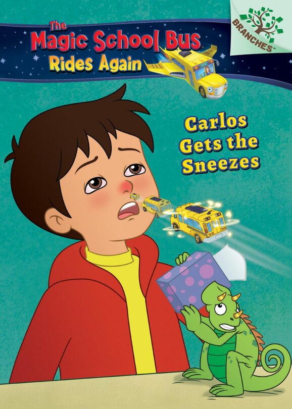 Front cover_Carlos Gets the Sneezes: Exploring Allergies (The Magic School Bus Rides Again #3) (Library Edition)