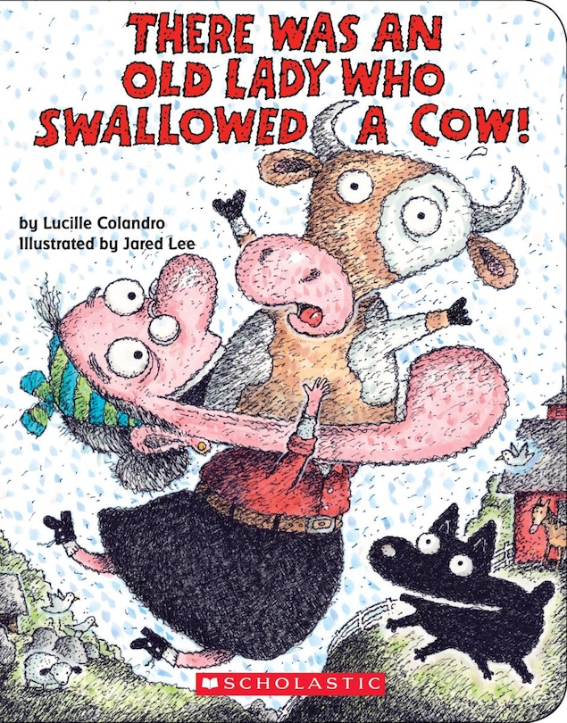 Front cover_There Was an Old Lady Who Swallowed a Cow! (Board Book)