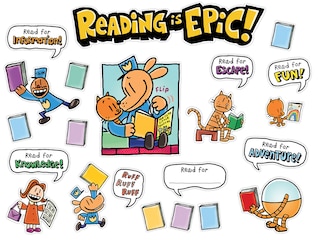 Bulletin Board Dog Man Reading