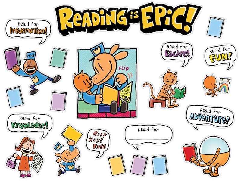 Bulletin Board Dog Man Reading