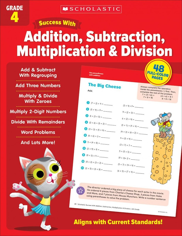 Couverture_Scholastic Success with Addition, Subtraction, Multiplication & Division Grade 4 Workbook