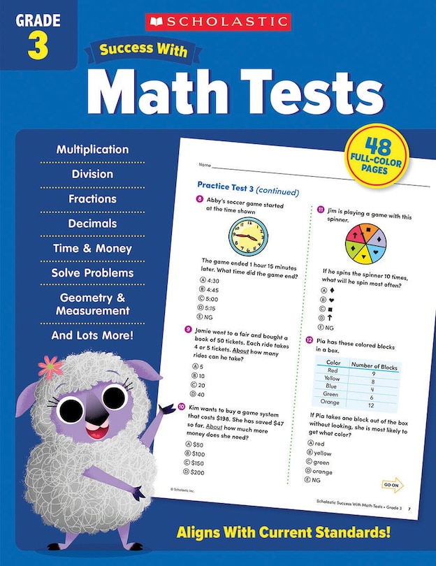 Front cover_Scholastic Success with Math Tests Grade 3 Workbook