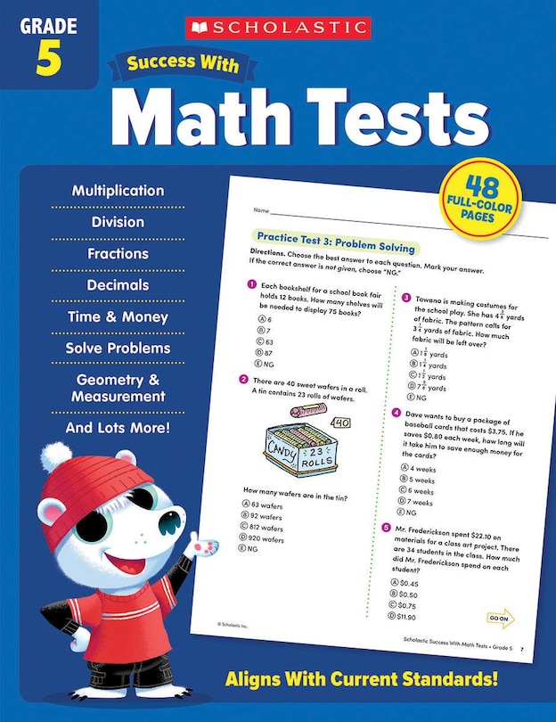 Front cover_Scholastic Success with Math Tests Grade 5 Workbook
