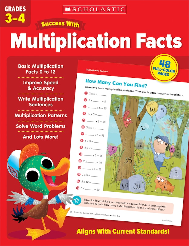 Front cover_Scholastic Success with Multiplication Facts Grades 3-4 Workbook