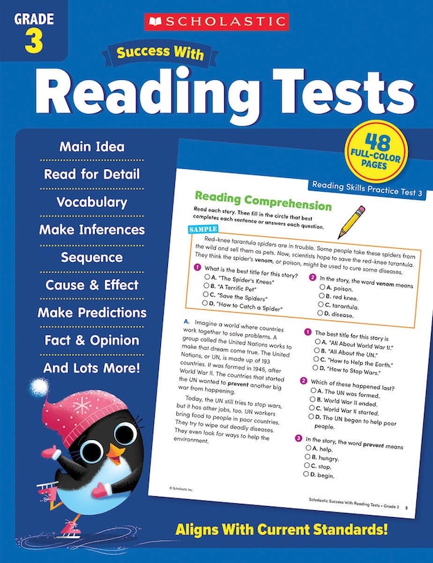 Front cover_Scholastic Success with Reading Tests Grade 3 Workbook