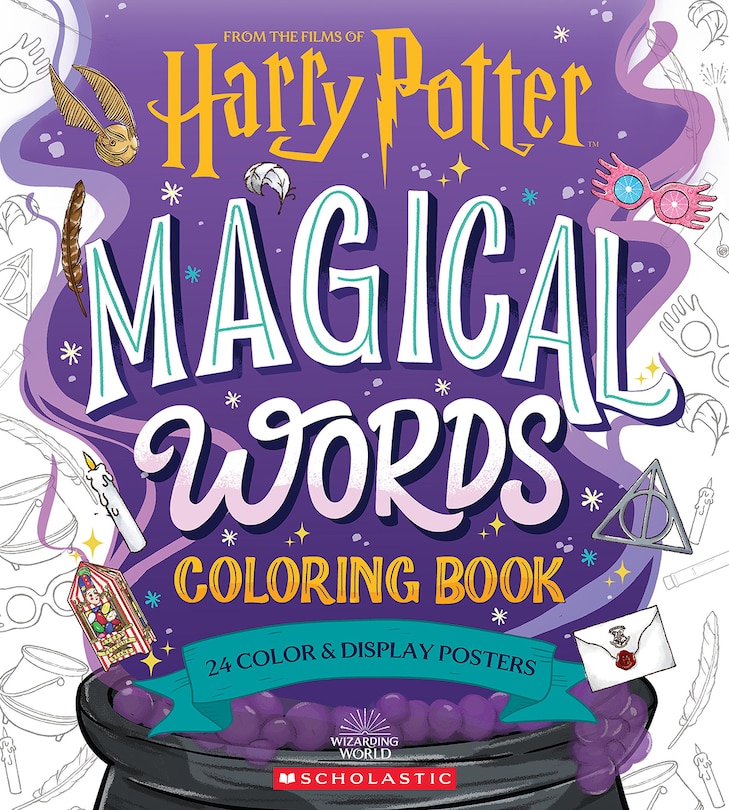 Front cover_Magical Words Coloring Book: 24 Color & Frame Posters (Harry Potter)