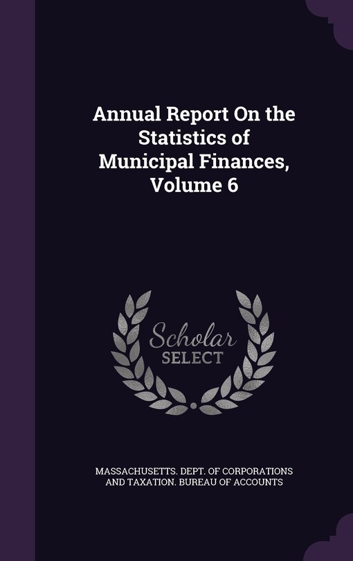 Couverture_Annual Report On the Statistics of Municipal Finances, Volume 6