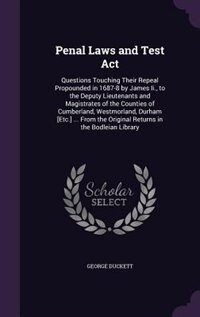 Couverture_Penal Laws and Test Act