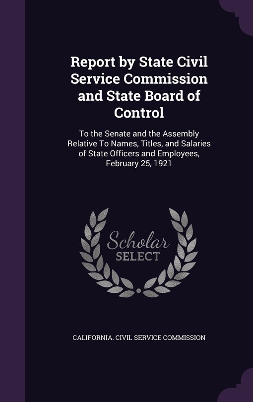 Couverture_Report by State Civil Service Commission and State Board of Control