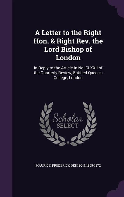 Front cover_A Letter to the Right Hon. & Right Rev. the Lord Bishop of London