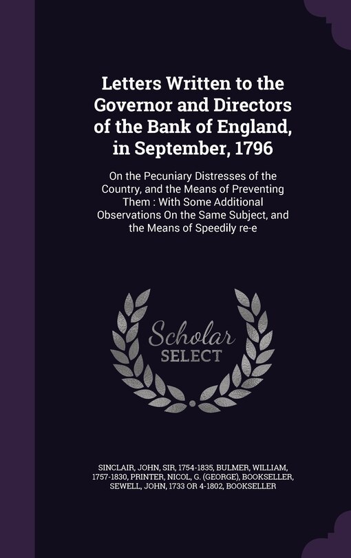 Couverture_Letters Written to the Governor and Directors of the Bank of England, in September, 1796