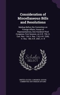 Front cover_Consideration of Miscellaneous Bills and Resolutions