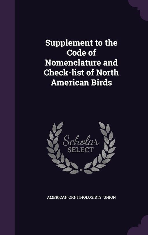 Couverture_Supplement to the Code of Nomenclature and Check-list of North American Birds