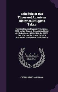 Couverture_Schedule of two Thousand American Historical Nuggets Taken