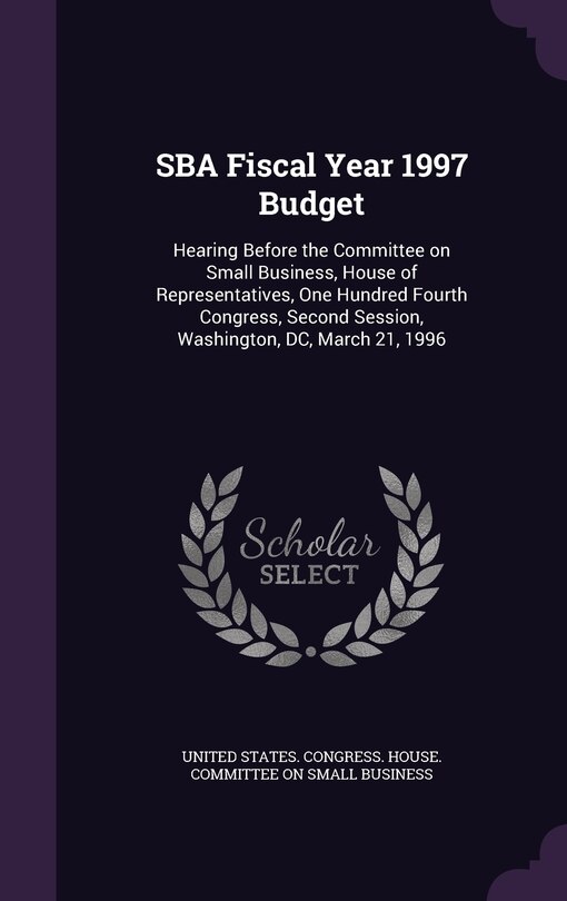 Couverture_SBA Fiscal Year 1997 Budget