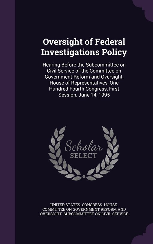 Couverture_Oversight of Federal Investigations Policy
