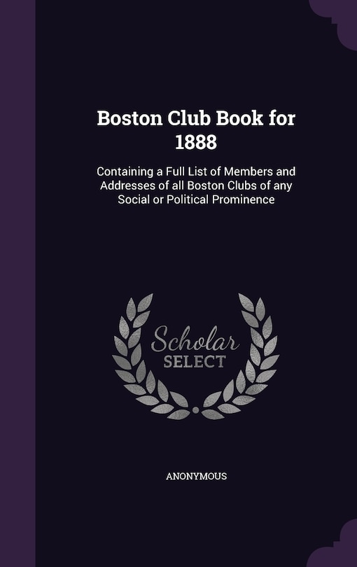Front cover_Boston Club Book for 1888