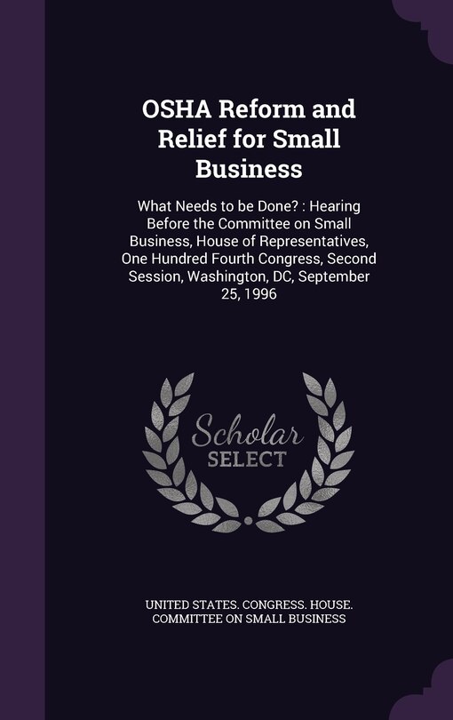 Front cover_OSHA Reform and Relief for Small Business