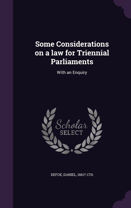 Couverture_Some Considerations on a law for Triennial Parliaments
