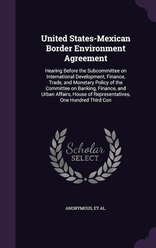 Front cover_United States-Mexican Border Environment Agreement