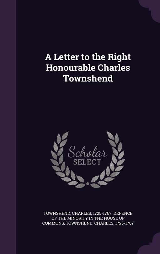 Couverture_A Letter to the Right Honourable Charles Townshend
