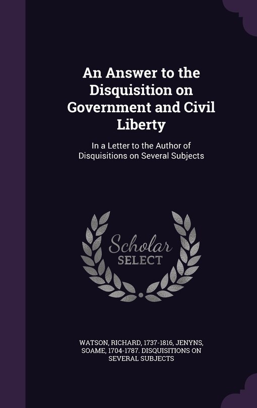 Couverture_An Answer to the Disquisition on Government and Civil Liberty