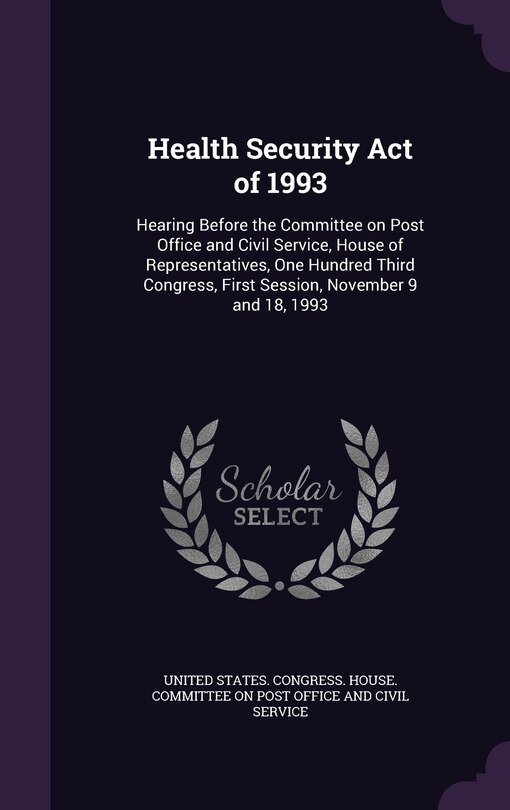 Front cover_Health Security Act of 1993