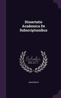 Front cover_Dissertatio Academica De Subscriptionibus