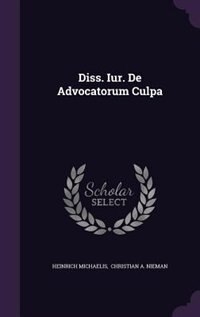 Couverture_Diss. Iur. De Advocatorum Culpa