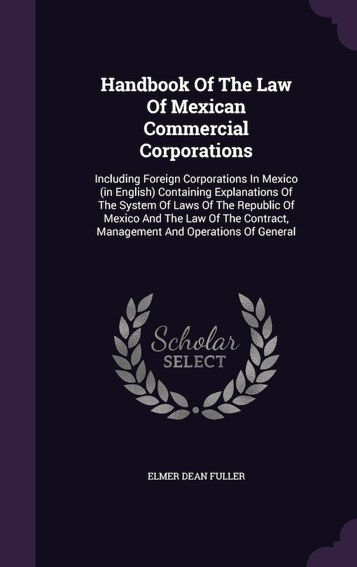 Front cover_Handbook Of The Law Of Mexican Commercial Corporations