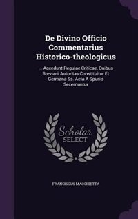 Front cover_De Divino Officio Commentarius Historico-theologicus