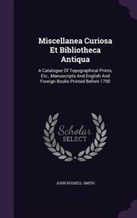 Front cover_Miscellanea Curiosa Et Bibliotheca Antiqua