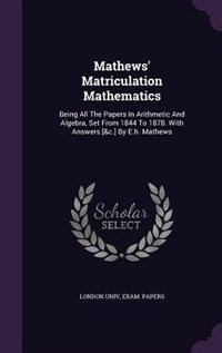Front cover_Mathews' Matriculation Mathematics