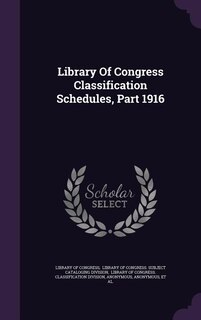 Front cover_Library Of Congress Classification Schedules, Part 1916