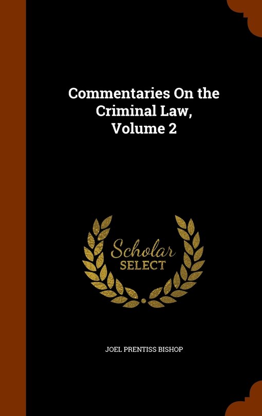 Couverture_Commentaries On the Criminal Law, Volume 2