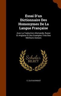 Front cover_Essai D'un Dictionnaire Des Homonymes De La Langue Française