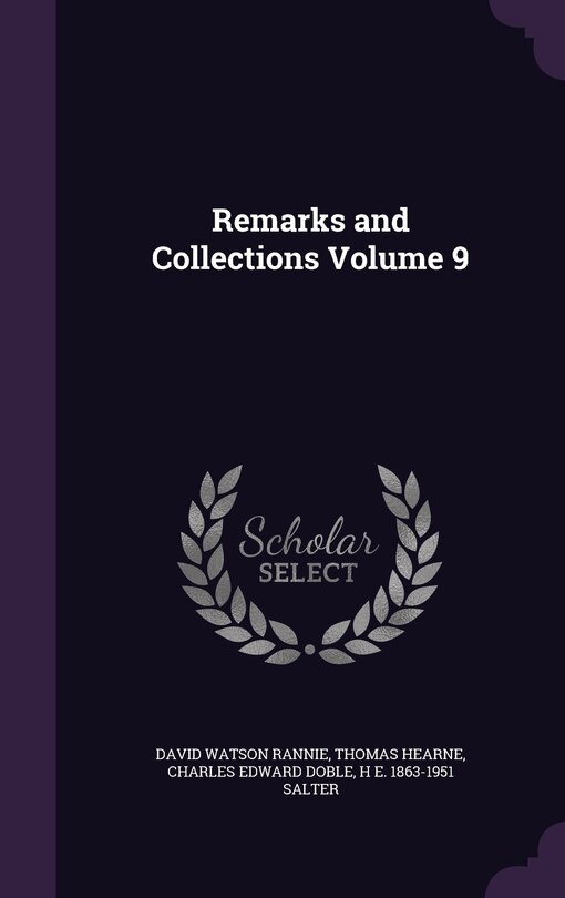 Front cover_Remarks and Collections Volume 9