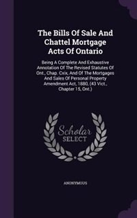 Couverture_The Bills Of Sale And Chattel Mortgage Acts Of Ontario