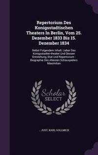 Front cover_Repertorium Des Konigsstadtischen Theaters In Berlin, Vom 25. Dezember 1833 Bis 15. Dezember 1834