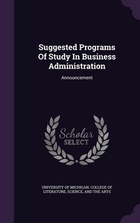 Front cover_Suggested Programs Of Study In Business Administration