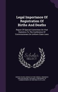 Couverture_Legal Importance Of Registration Of Births And Deaths