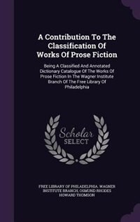 Couverture_A Contribution To The Classification Of Works Of Prose Fiction