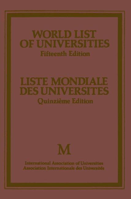 Couverture_World List Of Universities / Liste Mondiale Des Universites